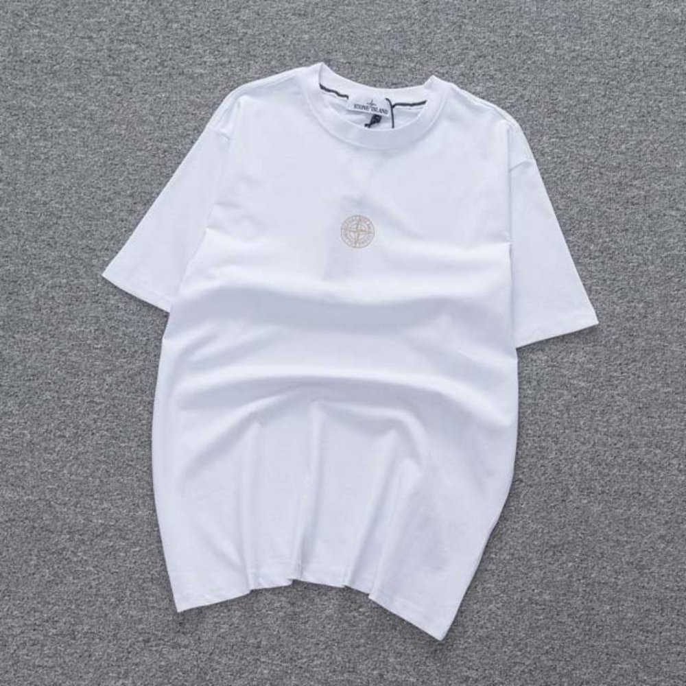 Stone Island Logo Lettering Overlay White T-Shirt